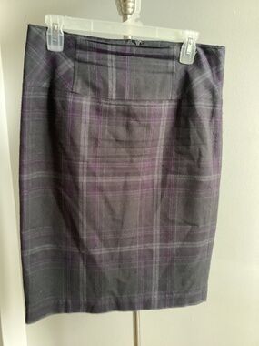 Charcoal grey and purple plaid pencil skirt